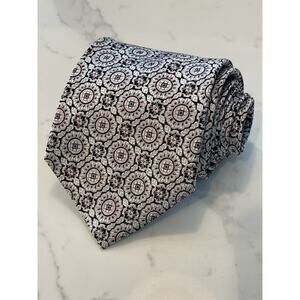 COURAGE Geometric Medallion Jacquard Silk Tie 59” x 4” Gray Pink Black